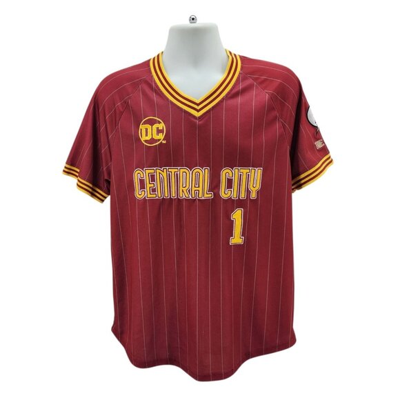 Boxlunch DC Comics Mens Large Jersey The Flash Central City Batting Bart Allen - Picture 1 of 10